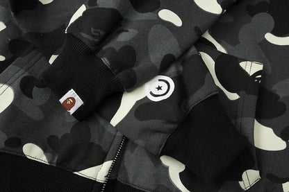 BAPE classic multi-color embroidery hooded cardigan