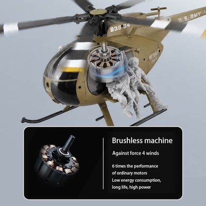 RCERA C189S MD500 Little Bird 1/28 Scale 6CH Dual Brushless Optical Flow RC Military Helicopter RTF