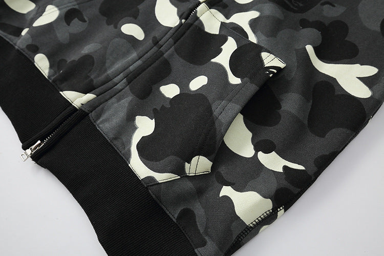 BAPE classic multi-color embroidery hooded cardigan