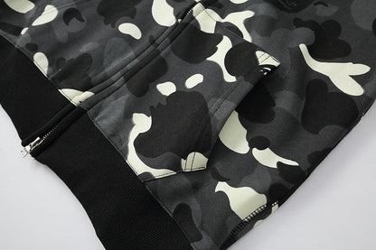 BAPE classic multi-color embroidery hooded cardigan