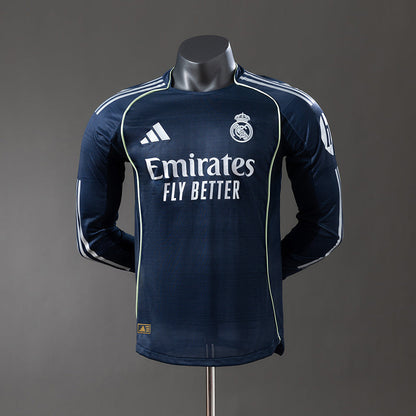 Real Madrid Jersey 25/26 Away Football Kit Long Sleeves Player Version