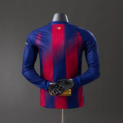 Barcelona Jersey 25/26 Home Football Kit  Long Sleeves Player Version