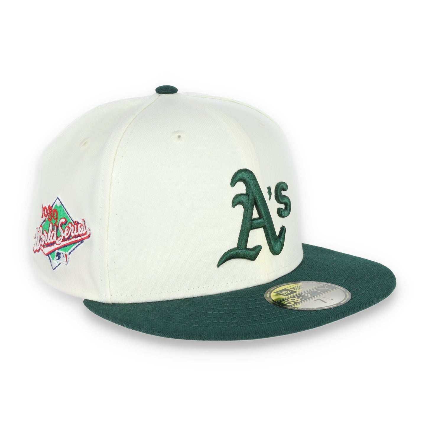 New Era Oakland Athletics Throwback 1989 World Series Patch 59FIFTY Fitted Ivory Hat