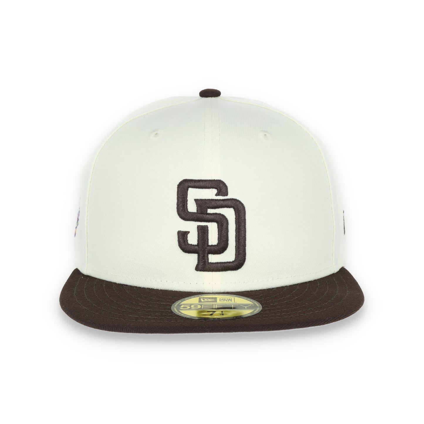 New Era San Diego Padres Patch Throwback 1998 World Series Patch 59FIFTY Fitted Ivory Hat-1