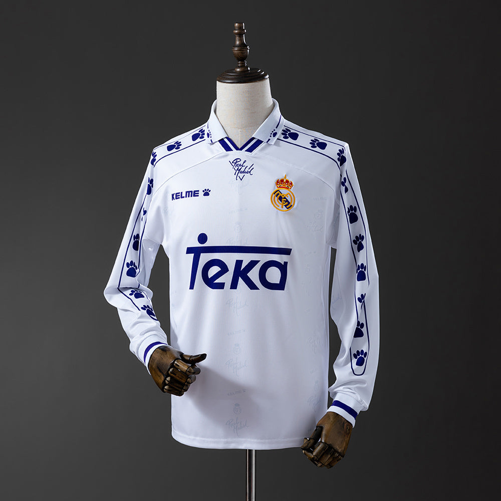 Real Madrid Jersey 1994/96 Home Retro Football Kit Long Sleeves