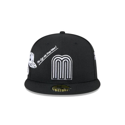 New Era Mexico Anniversary Logos  59FIFTY Fitted Hat-Black/White