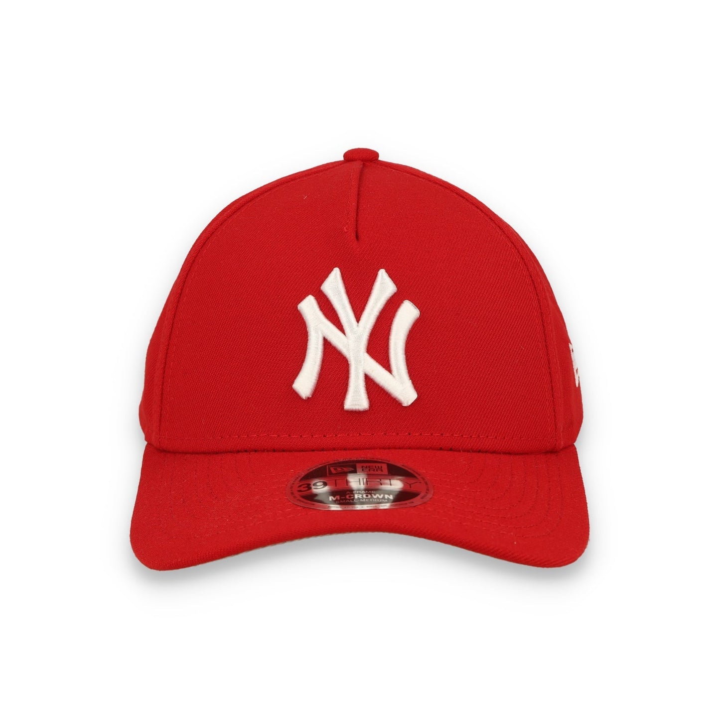 New Era New York Yankees Poly 39THIRTY M-Crown A-Frame Stretch Fit Hat-Scarlet