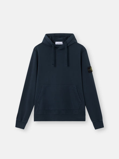 Stone Island Organic Cotton Fleece Pullover Hoodie in Navy