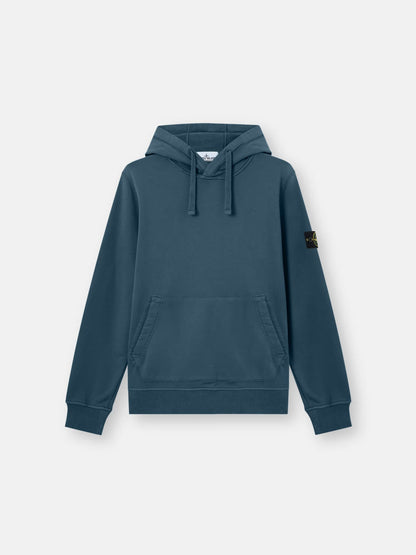 Stone Island Organic Cotton Fleece Pullover Hoodie in Slate Blue