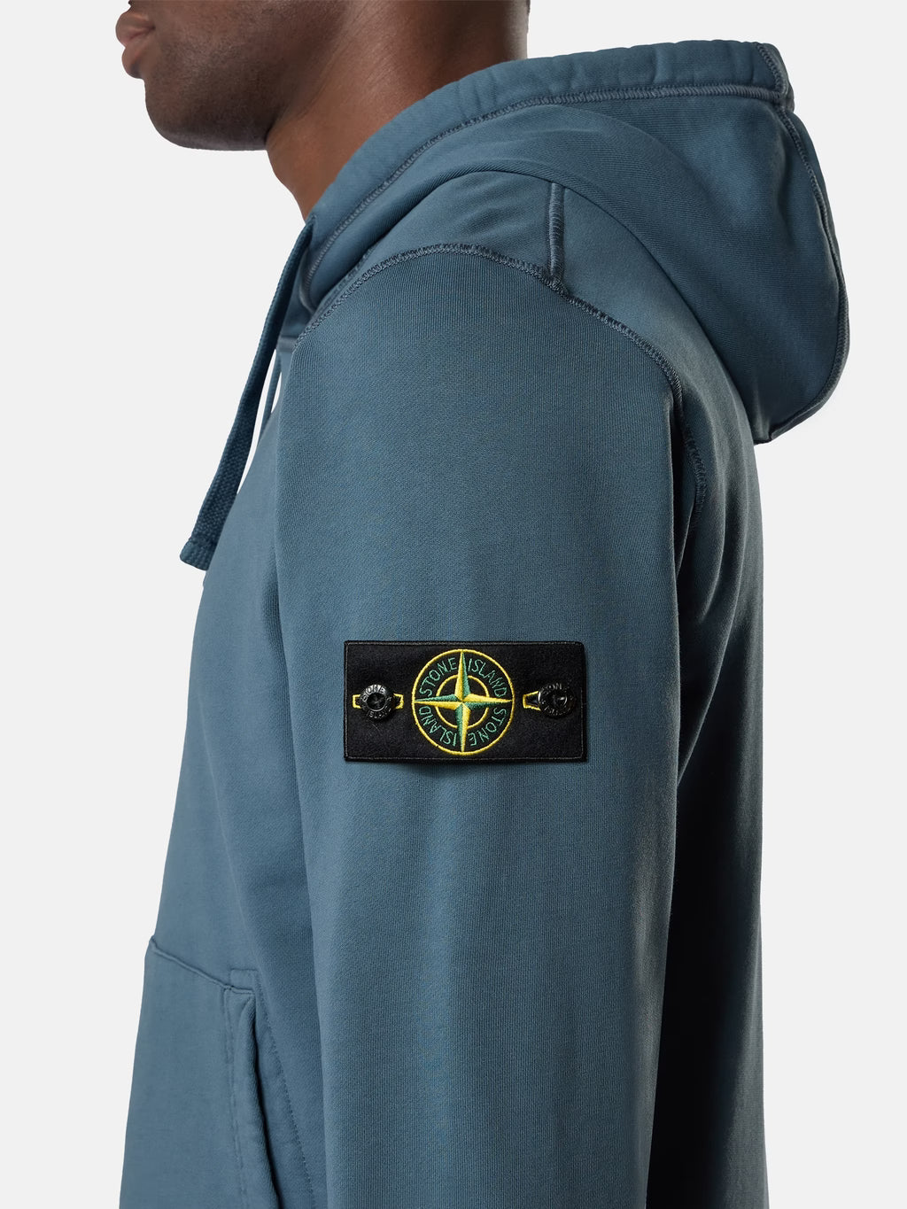 Stone Island Organic Cotton Fleece Pullover Hoodie in Slate Blue