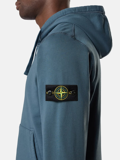 Stone Island Organic Cotton Fleece Pullover Hoodie in Slate Blue