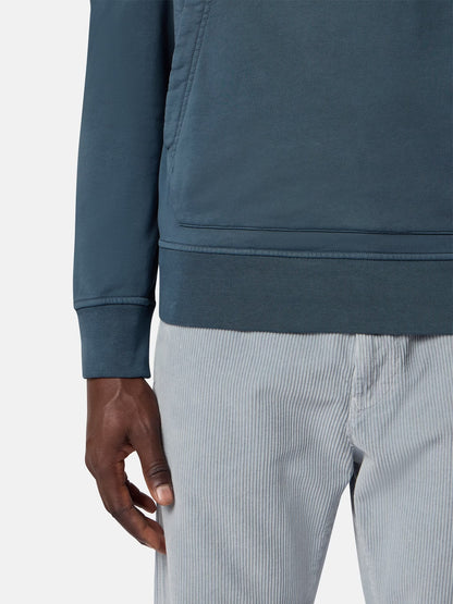 Stone Island Organic Cotton Fleece Pullover Hoodie in Slate Blue