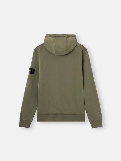 Stone Island Organic Cotton Fleece Pullover Hoodie in Military Green