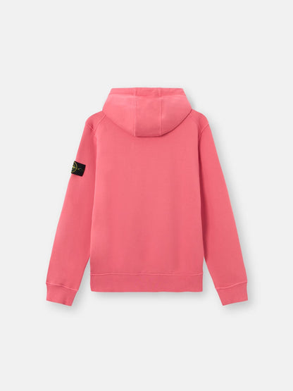 Stone Island Organic Cotton Fleece Pullover Hoodie in Geranium
