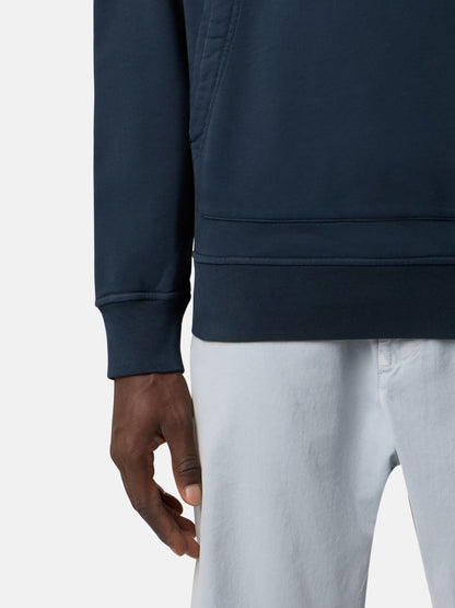 Stone Island Organic Cotton Fleece Pullover Hoodie in Navy