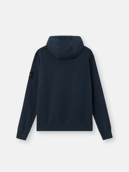 Stone Island Organic Cotton Fleece Pullover Hoodie in Navy
