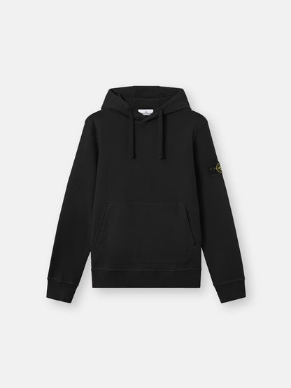 Stone Island Organic Cotton Fleece Pullover Hoodie in Black