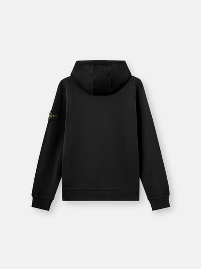 Stone Island Organic Cotton Fleece Pullover Hoodie in Black