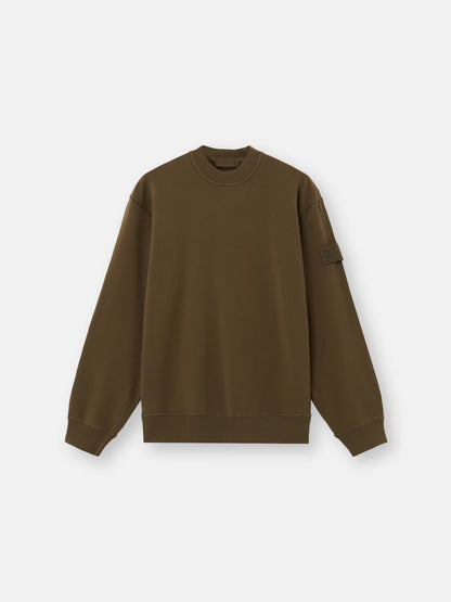Stone Island Ghost Stretch Cotton Fleece Crewneck Sweatshirt in Military Green