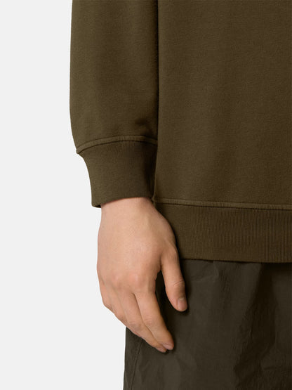 Stone Island Ghost Stretch Cotton Fleece Crewneck Sweatshirt in Military Green