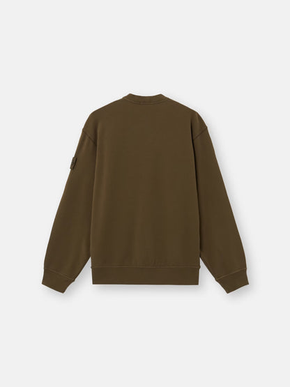 Stone Island Ghost Stretch Cotton Fleece Crewneck Sweatshirt in Military Green