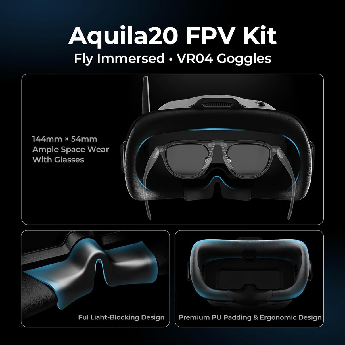 BETAFPV Aquila20 FPV RTF Kit LiteRadio 4 SE VR04 DVR Goggles Altitude Hold ELRS 2.4G HD Analog