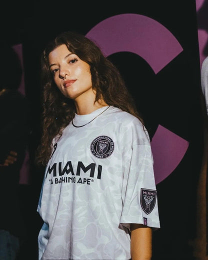Bape Miami Short Sleeve Set 100% Cotton Round Embroidered Badge Unisex Loose T-Shirt