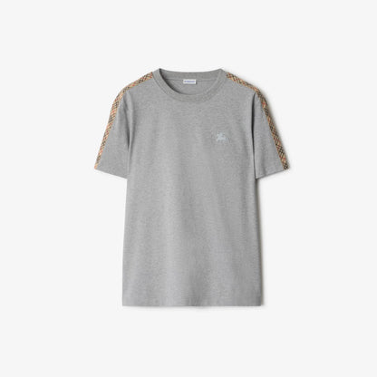 Burberry Check Trim T-Shirt in Pale Grey