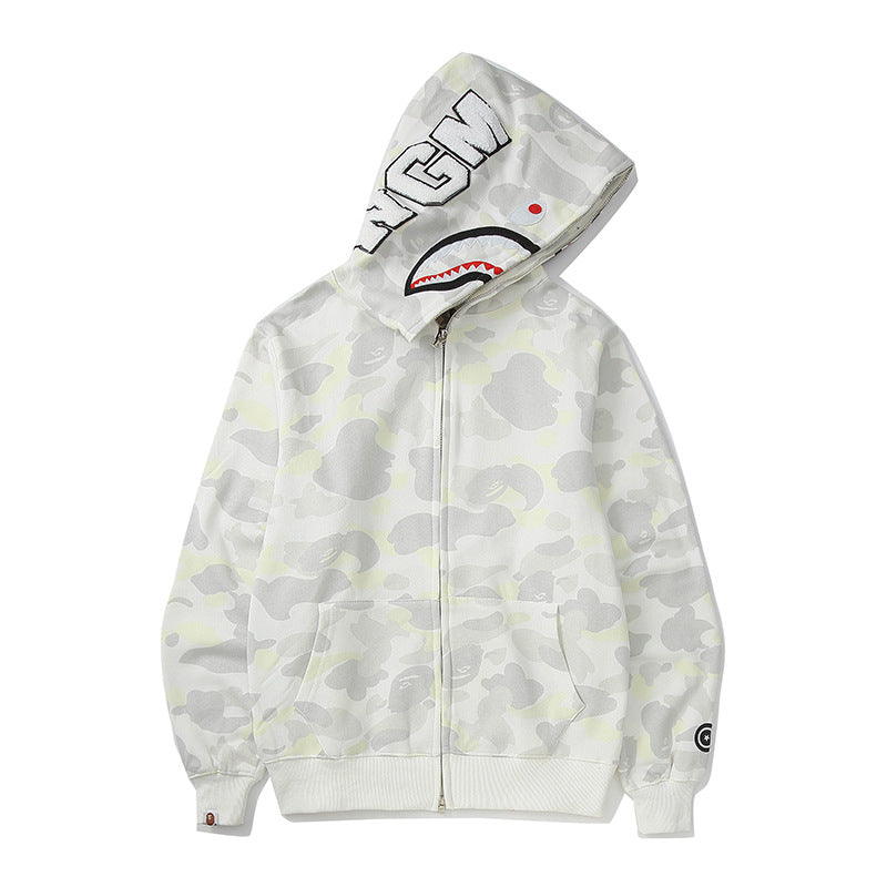 BAPE classic multi-color embroidery hooded cardigan