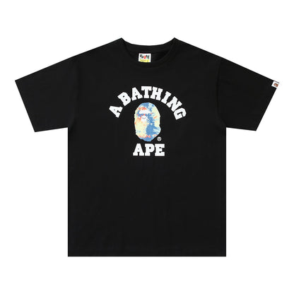 D003 Color Splash Collegiate Graphic T-Shirt - Black