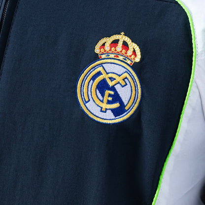 Real Madrid Windbreaker 2025-26 Navy Blue & White Football Soccer Jacket