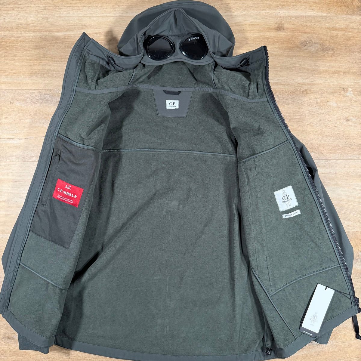 C.P. Company Shell-R Goggle Jacket in Dark Shadow - Grey