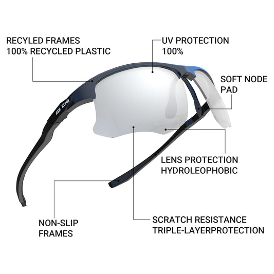 Ask Echo Golf Black Half Frame Sunglasses / Silver