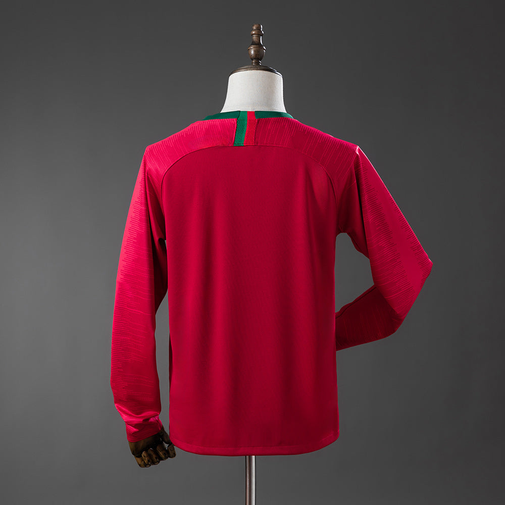 Portugal Home Jersey 2018 Long Sleeves Retro Football Kit Soccer Shirt