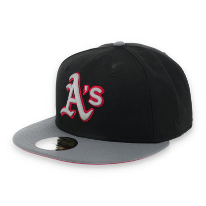 New Era Oakland Athletics 50th Anniversary Series Side Patch Metallic 59FIFTY Fitted Hat- Black/Grey/Red