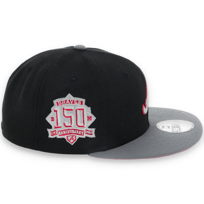 New Era Atlanta Braves 150th Anniversary Series Side Patch Metallic 59FIFTY Fitted Hat- Black/Grey/Red