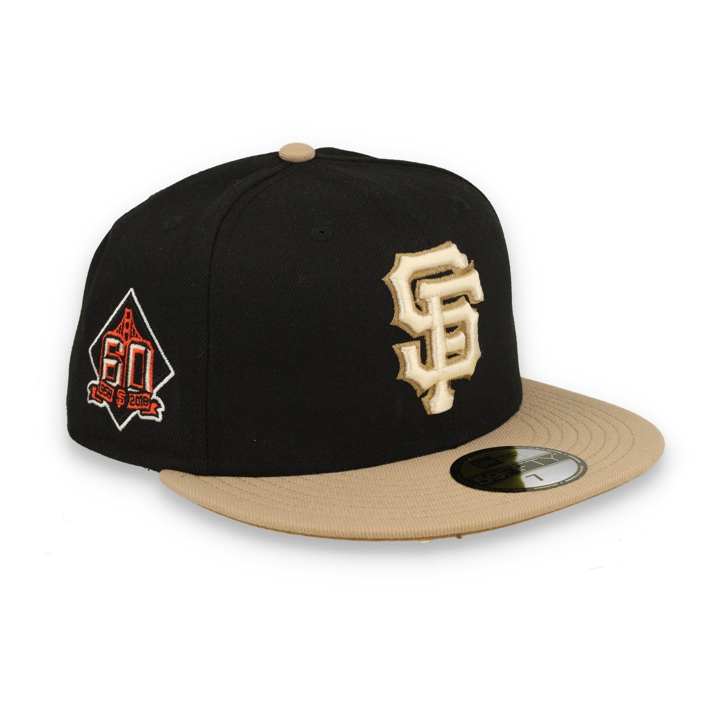 New Era San Francisco Giants 60th Anniversary Side Patch 59FIFTY Fitted Hat-Black/Camel