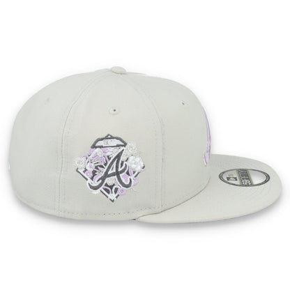 New Era Atlanta Braves Floral Side Patch 59FIFTY Fitted Hat-Stone/Lavender