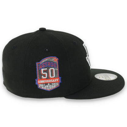 New Era Houston Texas 50th Anniversary Side Patch 59FIFTY Fitted Hat-Metallic Grey/Black