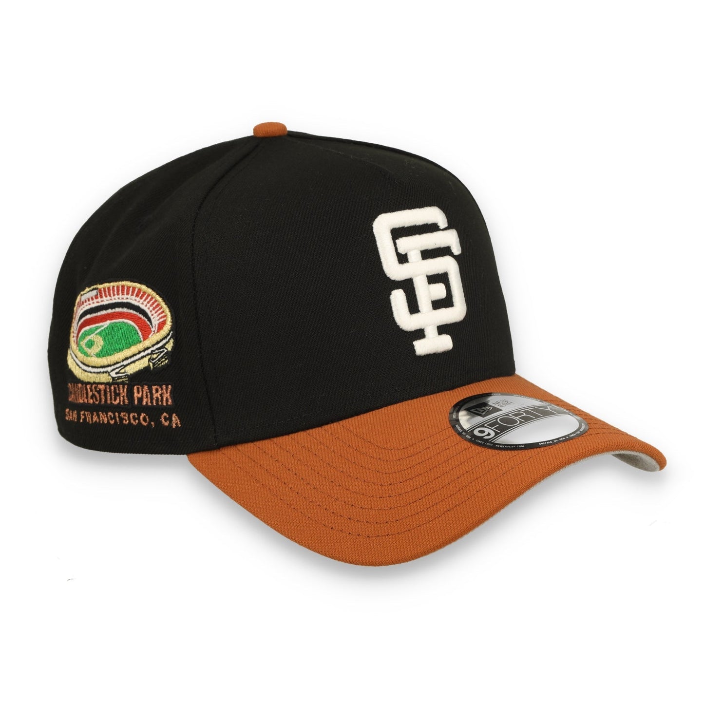 New Era San Francisco Giants Candlestick 9FORTY A-Frame Snapback Hat-Black/Earthy Brown