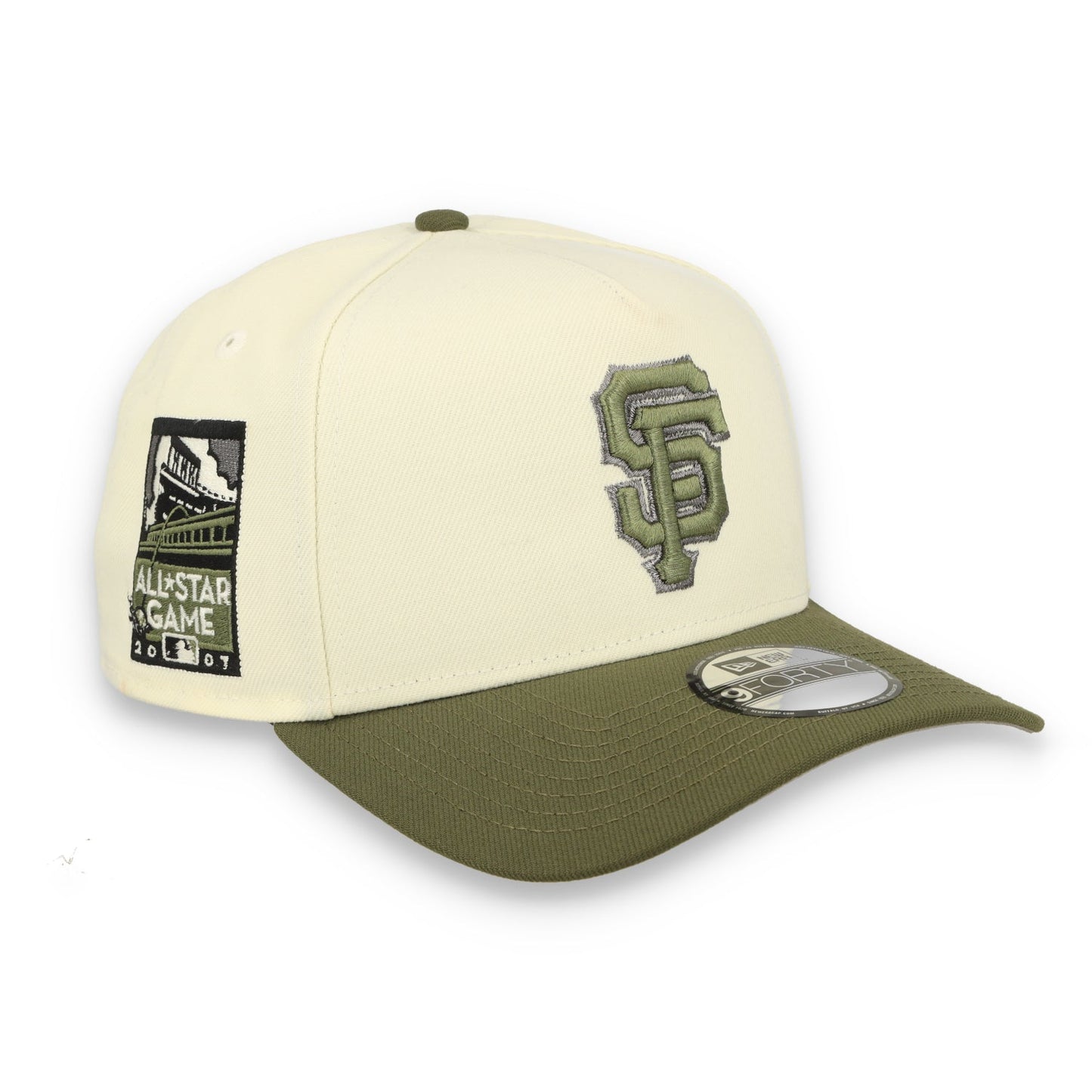 New Era San Francisco Giants ALL STAR 2007 SIDE PATCH 9FORTY A-Frame Snapback-Cream/olive green