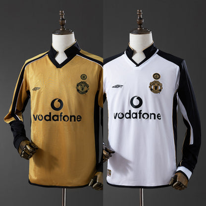 Manchester United Jersey 2001-02 Double-sided Retro Football Kit Long Sleeves