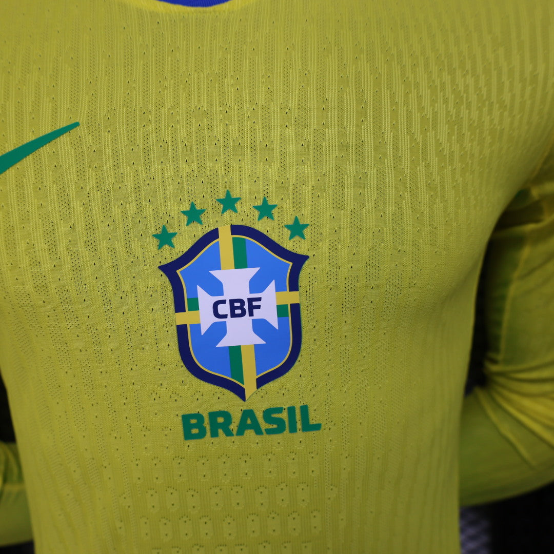 Player Version Brazil Jersey 25/26 Home Long Sleeves Football Kit Soccer Jersey