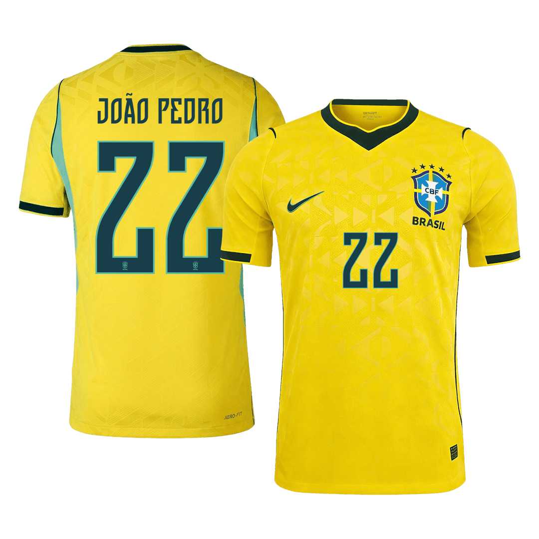 JOÃO PEDRO #22 Mens Brazil World Cup Home Jersey 2026 - Player Version (Slim Fit)