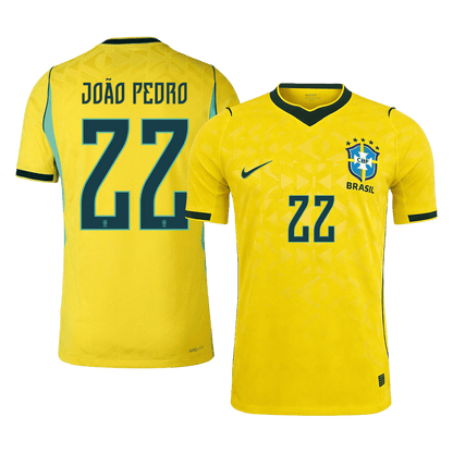 JOÃO PEDRO #22 Mens Brazil World Cup Home Jersey 2026 - Player Version (Slim Fit)