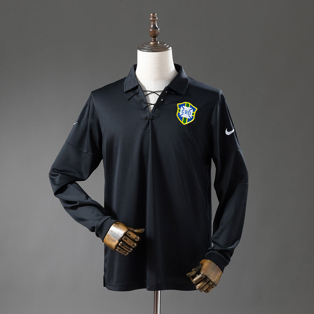 Brazil Jersey 2004 Black Retro Football Kit Long Sleeves