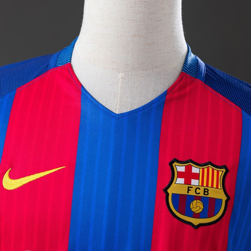 Barcelona Jersey 2016/17 Home Retro Football Kit Long Sleeves