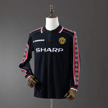 Manchester United Jersey 1998-99 Home Black Retro Kit Long Sleeves