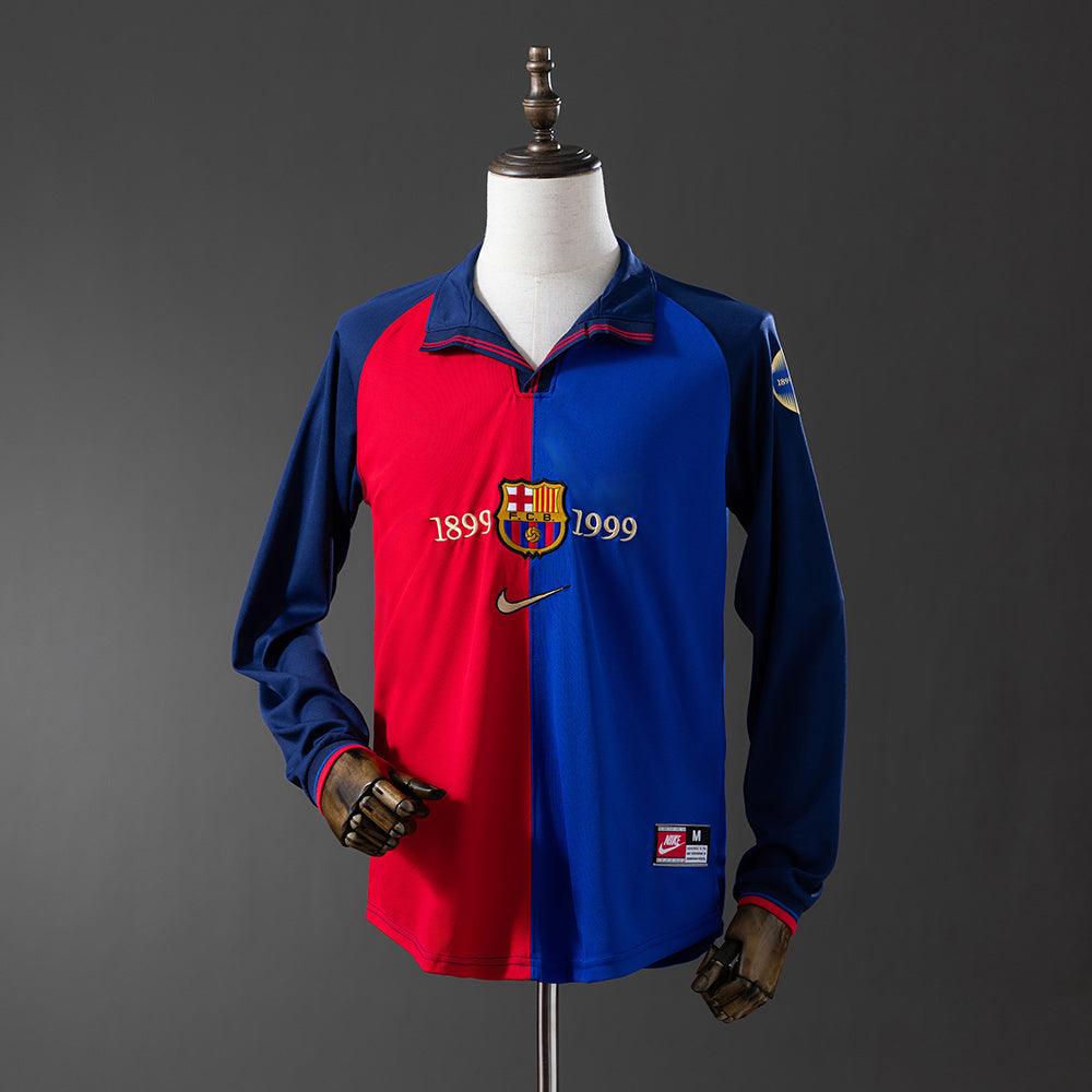 Barcelona Jersey 1899 1999 Anniversary Retro Football Kit Long Sleeves
