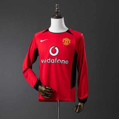 Manchester United Jersey 2002-04 Home Retro Football Kit Long Sleeves